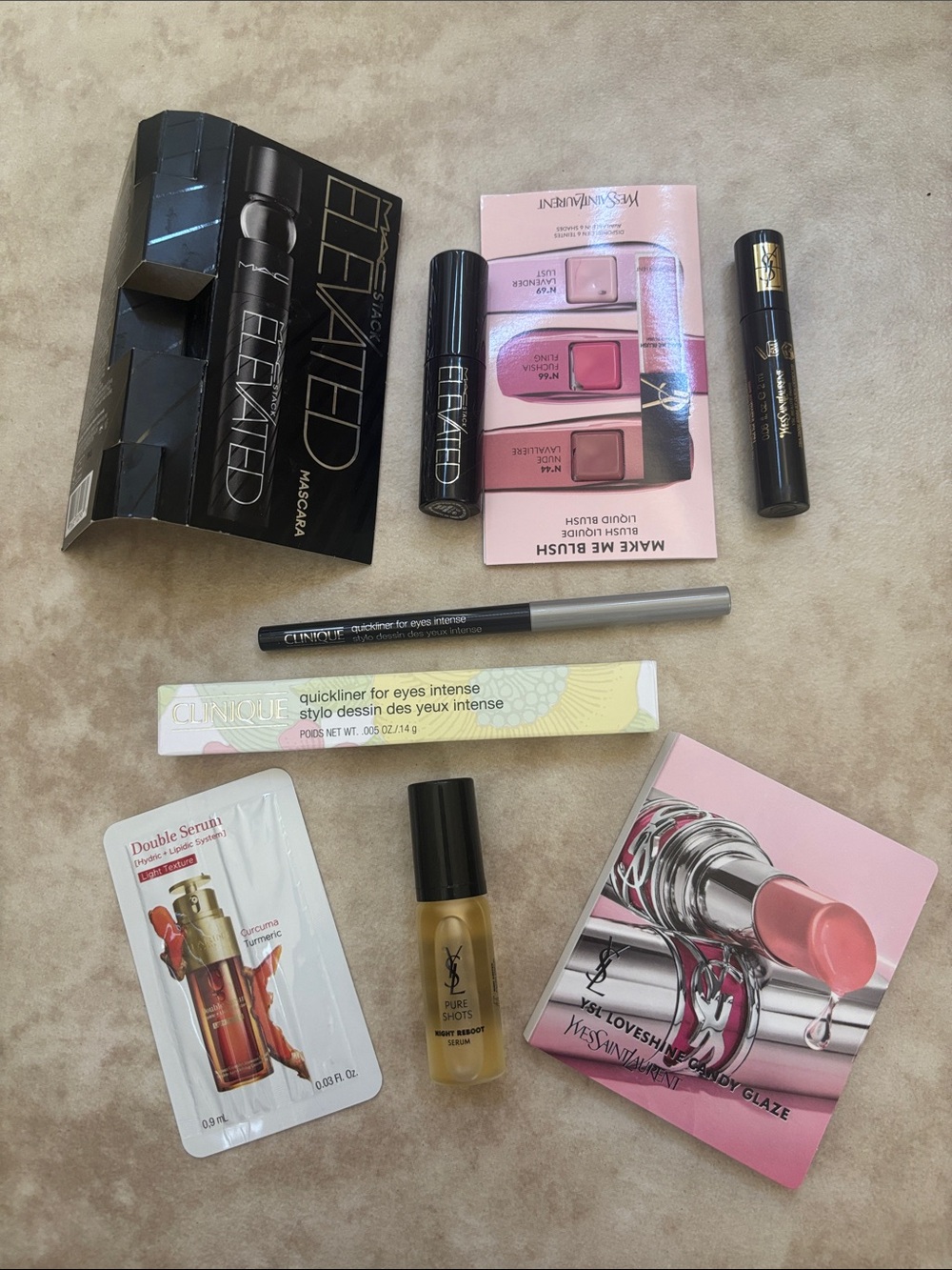 Yves Saint Laurent Black Mascara with Pink Lip Shade Samples